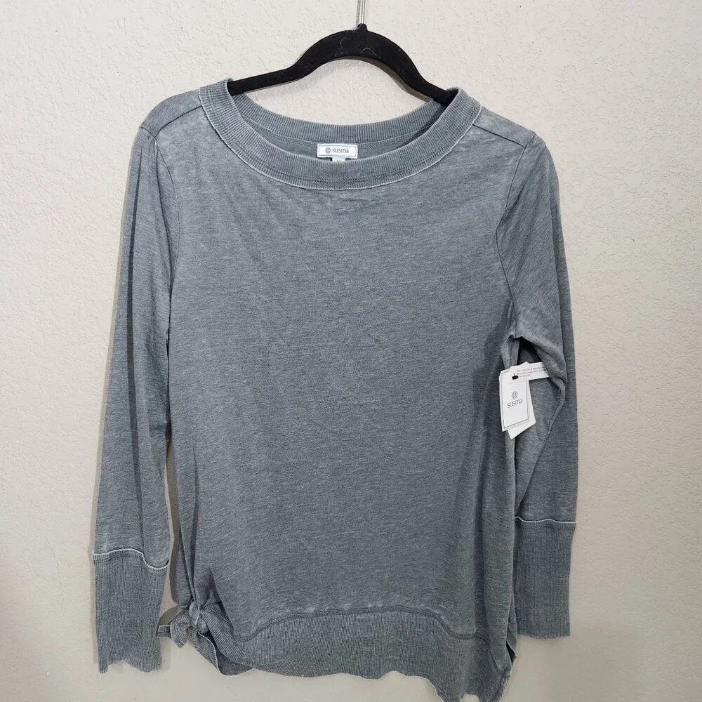 Susina Top Womens Medium Green Urban Long-Sleeve Cottagecore